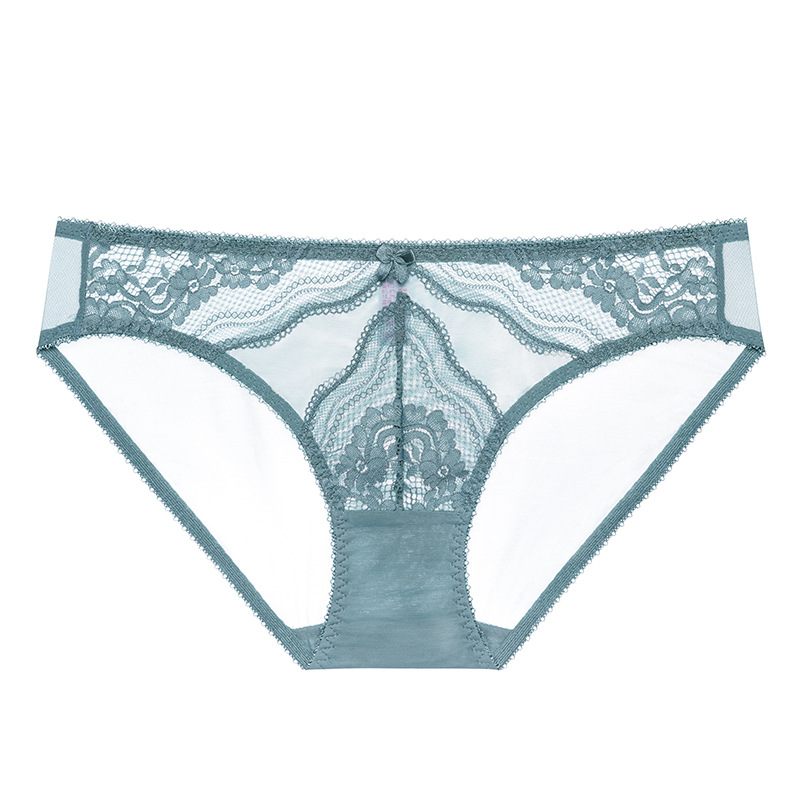 Encaje transfronterizo europeo y americano damas francés sexy puro deseo calzoncillos de cintura baja malla transpirable pantalones nuevos ultrafinos