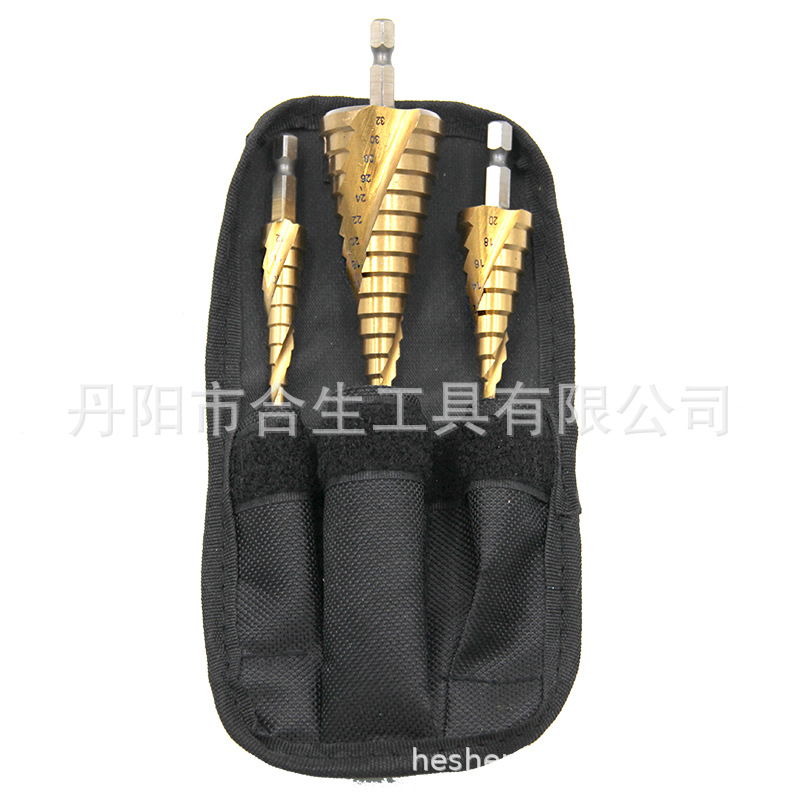 Cross-border 3 piezas mango hexagonal ranura en espiral de titanio plateado 4-12/4-20/4-32 paso taladro traje taladro eléctrico transfronterizo