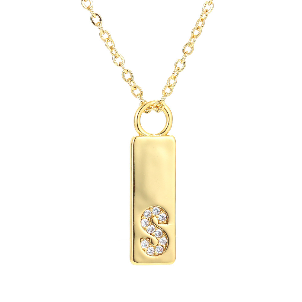 4g Weight Wholesale Fashion Rectangle Letter Pendent Copper Necklace Nihaojewelry