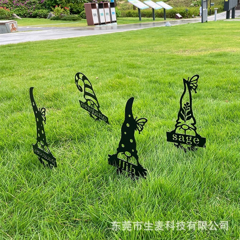 跨境 铁艺庭院插牌圣诞节帽子地插花园摆件蔬果蔬菜标签站桩摆件|undefined