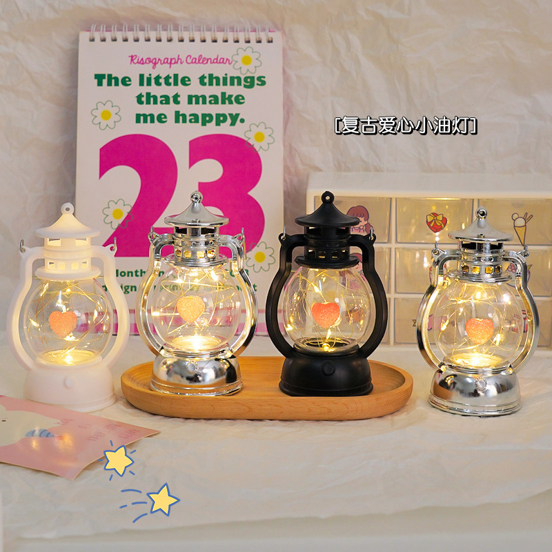 DIY amor pequeña lámpara de aceite 520 Qixia regalo del día de San Valentín dormitorio lámpara de cabecera de la cama luz de atmósfera decoración de escritorio pequeña decoración