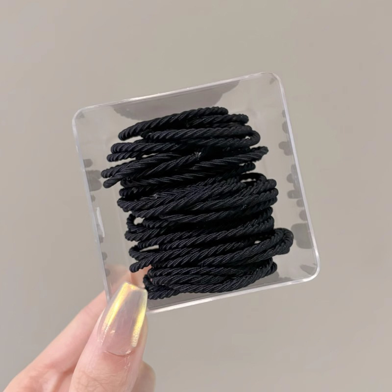 Anillo de pelo de pulgar negro para niños, anillo de cabello para niñas, banda de goma para bebés, cubierta de cabello para cabello no lesiones