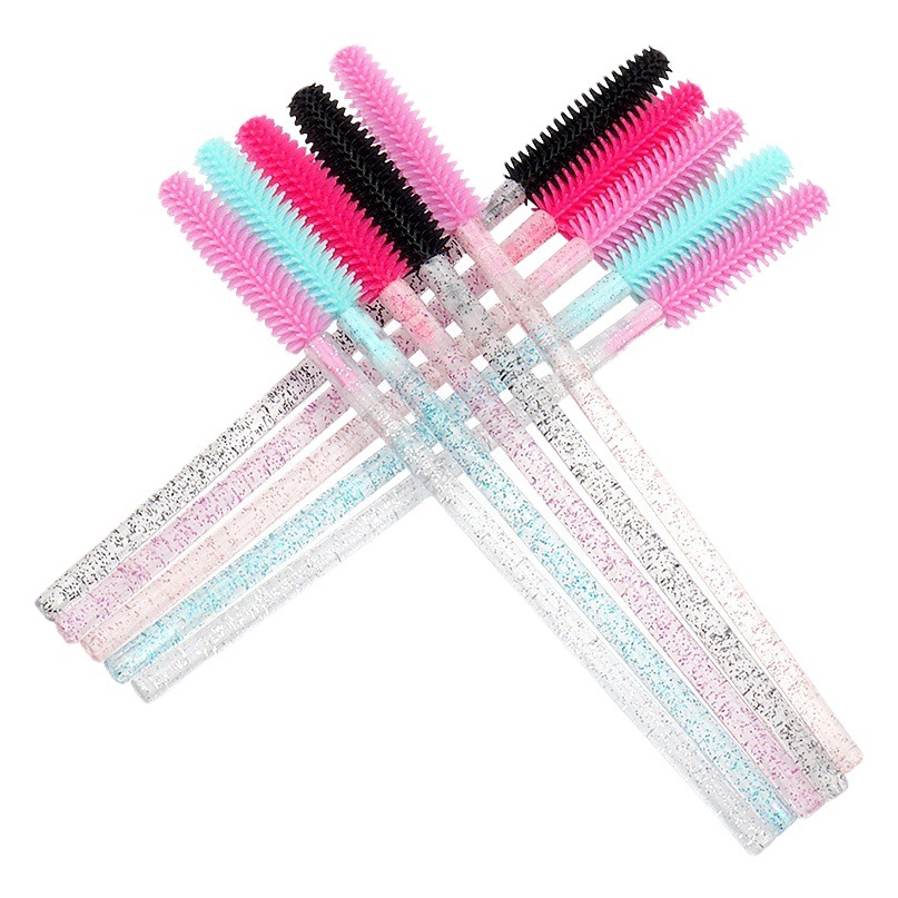 Wholesale 50 PCs/Pack Disposable Eye Beauty Remover Eyelashes Crystal Pole Tower Type Silicone Brush Colorful Silicone Eyelashes