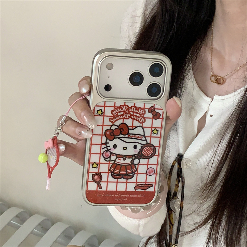 细闪红格纹网球Kitty适用iPhone17苹果16ProMax/15手机壳14少女心|undefined