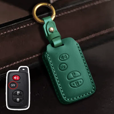 special key case genuine leather | Car key bag - green-4-keys-ac