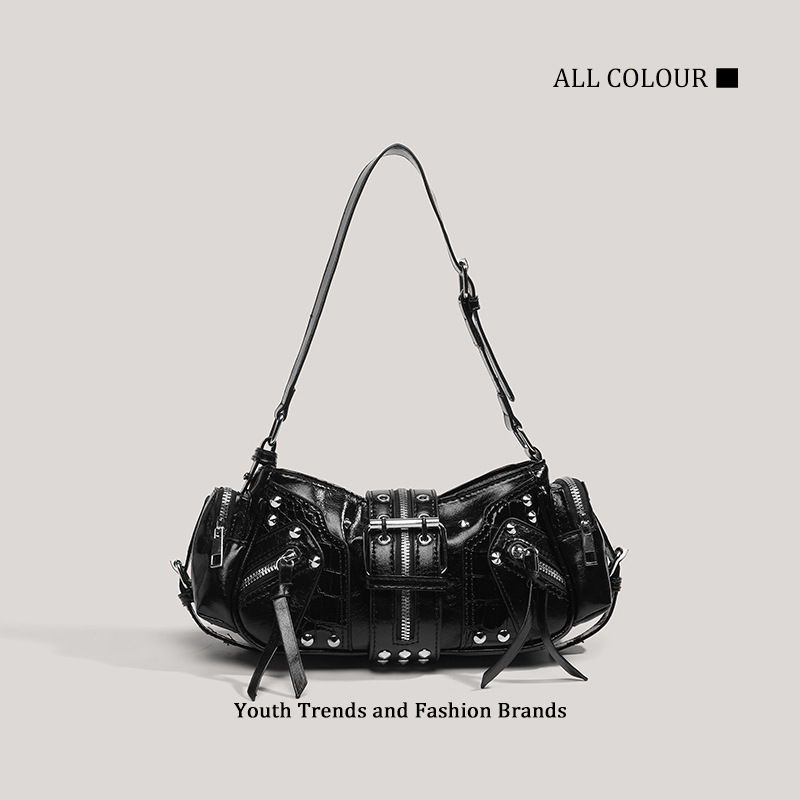 クロスボーダー新しいヨーロッパとアメリカのレトロなファッションハンドバッグニッチデザインホットガールy2kシングルショルダー通勤クロスボディオートバイバッグ|undefined