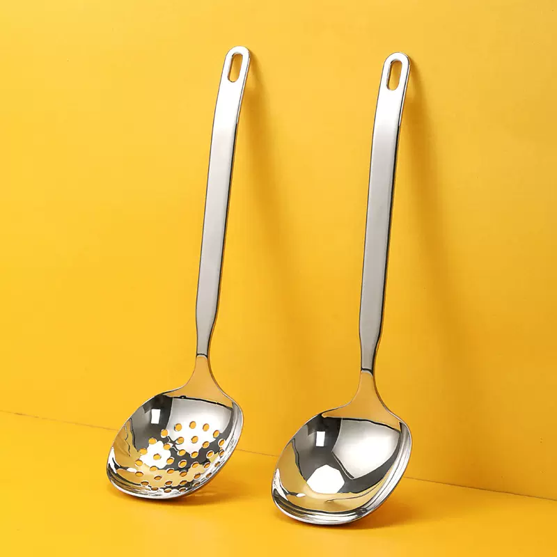 家用烹饪勺子316不锈钢高颜值火锅方汤壳加厚酒店分菜勺漏勺批发
