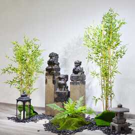 田园中式假竹子造景植物装饰仿真竹林套马柱景观绿植橱窗墙角摆件
