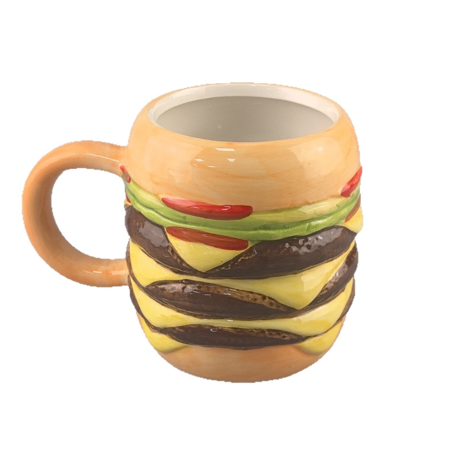 Taza de agua de hamburguesas creativas sin tapa encantadora taza de desayuno de cerámica de gran capacidad taza de hamburguesas