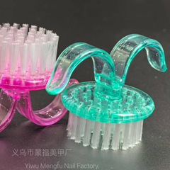 便携迷你羊角刷美甲多功能半透明清洁指甲塑料粉尘刷多色可选