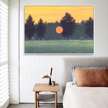雷尼·马格利特 超现实主义画家油画客厅装饰画日出风景卧室挂画