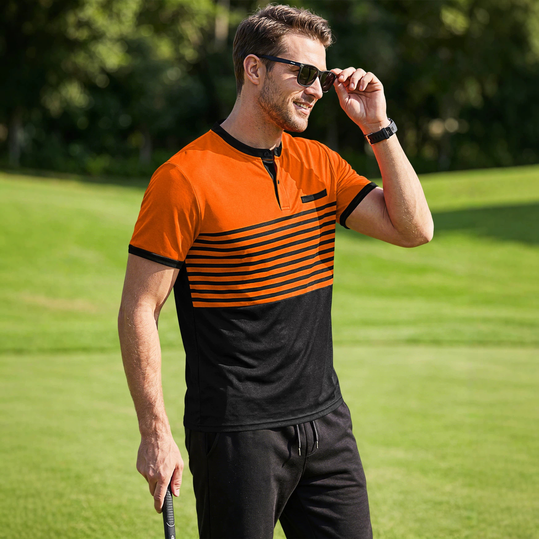 Transfronterizos Amazon verano hombre polo a rayas de contraste Europa y América negocios Henry cuello casuales transpirables mangas cortas