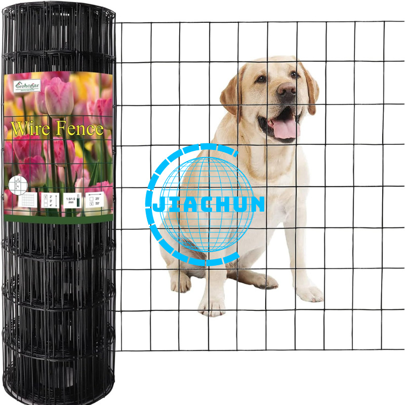 【佳纯精品】铁丝网围栏PVC焊接花园边界金属鸡铁丝围栏网卷黑色