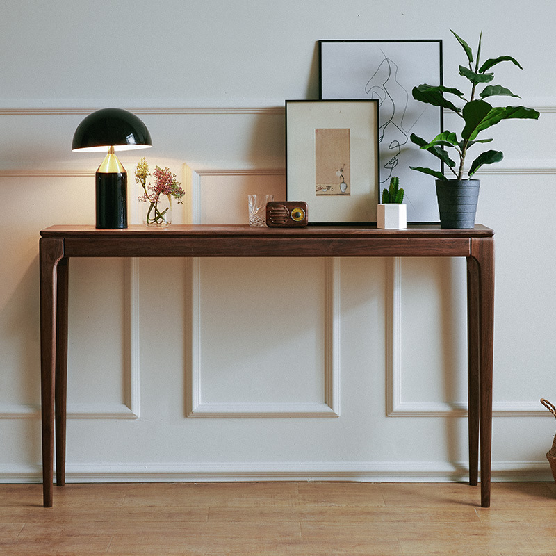 New Chinese-Style Modern Minimalist Black Walnut Narrow Table Nordic Entryway Side Table Solid Wood Side Table