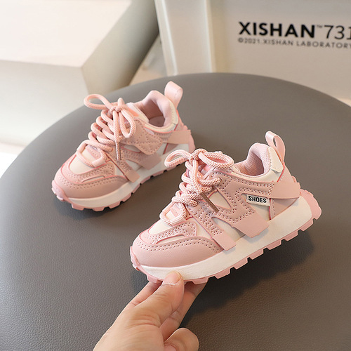 Children's Fashion Sneakers Casual Spring and Autumn New Breathable Sports Shoes for 1-3-5 Years Old 6 Baby Shoes Soft Sole Leather Surface Model