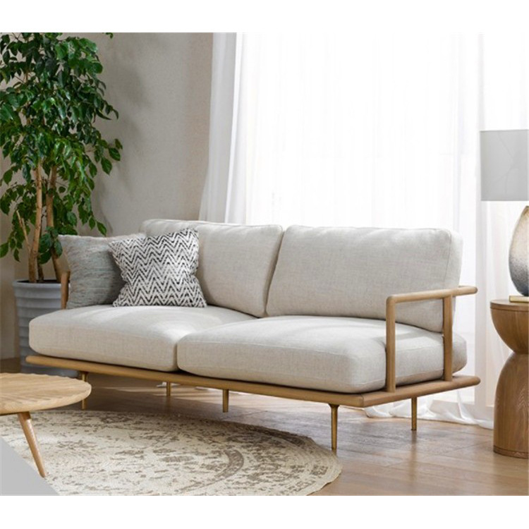 北欧全实木沙发现代简约小户型日式全实木双三人客厅布艺沙发组合