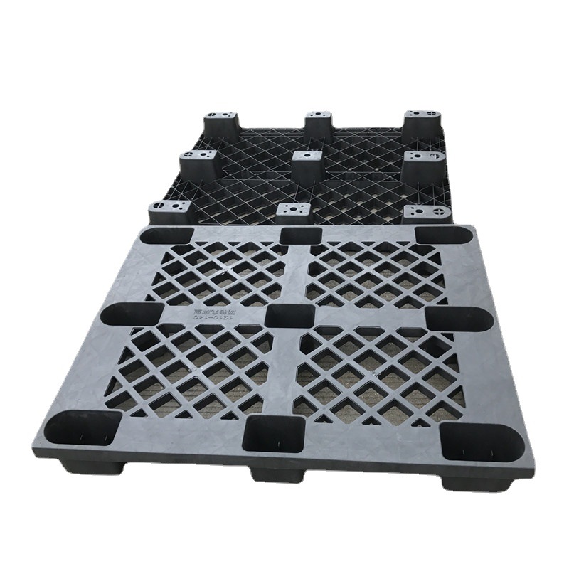 厂家现货供应东莞工厂仓库防潮垫板 黑色网格九脚二手塑胶栈板