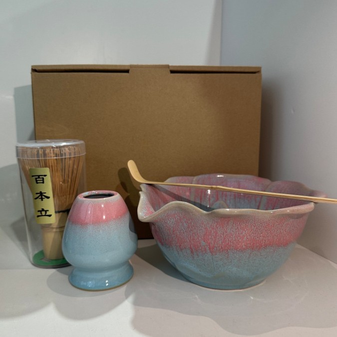 Transfronterizo especial para cerámica matcha con boca de loto modelado rosa azul de la dinastía Song té de té de té image 12