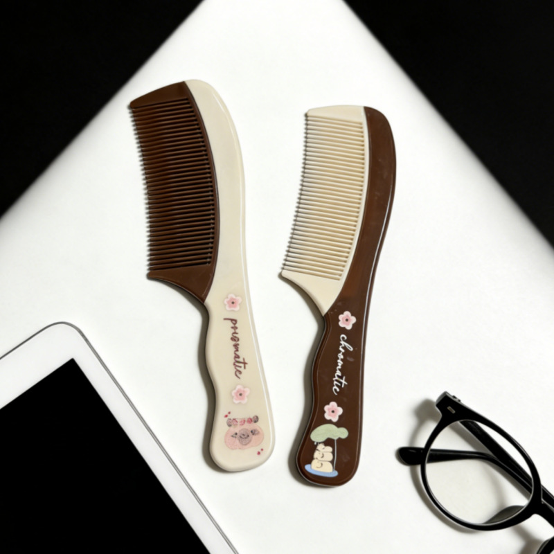 Creative Cartoon Plastic Comb, Cute Hair Comb for Students and Ladies, Fine-Toothed Bangs Comb, Large Comb