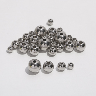 Stainless steel through-hole beads spacer beads drilling beads perforated beads round beads straight beads multi-size loose beads spot wholesale