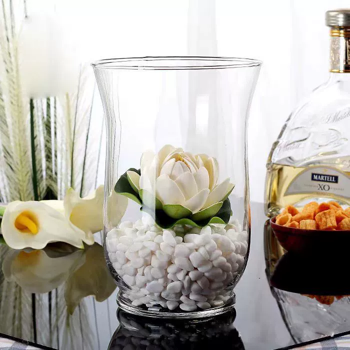 Прозрачная тонкая стеклянная ваза ветряная лампа моделирование острый рот Цветочная композиция цвет серебряное покрытие ваза большого диаметра настольные украшения