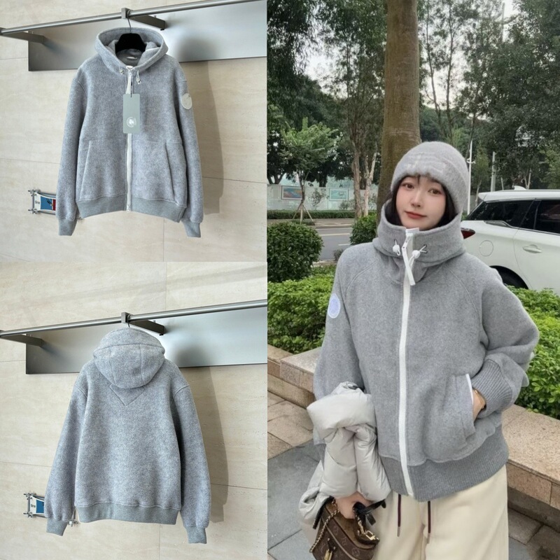 Correct Version of 25Fw New Big Goose Armband Wool Double-Sided Fleece Letter Zipper Hooded Jacket Jacket for Men and Women