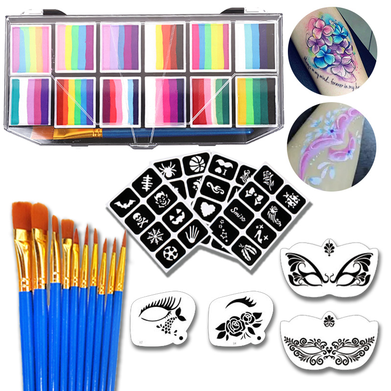 Pintura corporal transfronteriza pigmento facial lavable 12 grados de crema de pintura profesional para niños color facial festivales ópera color facial