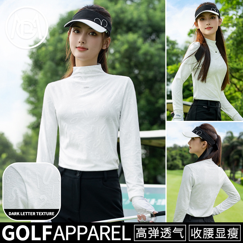 Pgm Golf Women's Clothing 2025 Autumn and Winter New High Collar Long Sleeve Women's Bottoming Shirt Clothing Clothes Top Suit