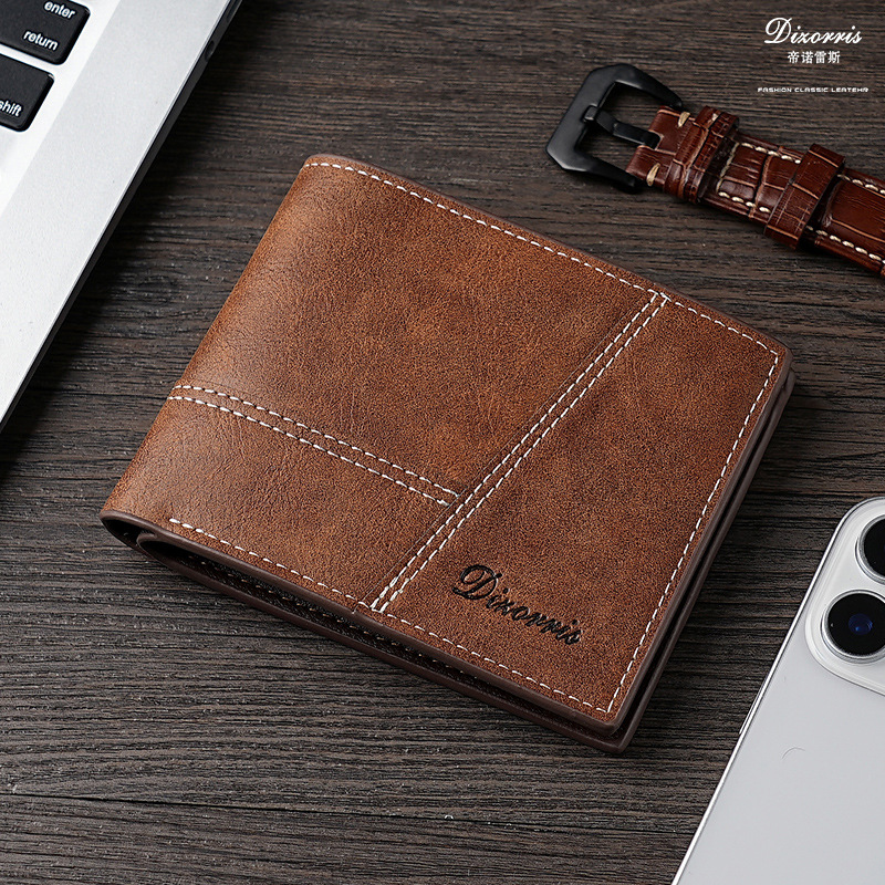 Nuevo hombre cartera corta comercio exterior ventas calientes retro cartera horizontal fábrica de cartera al por mayor tendencia