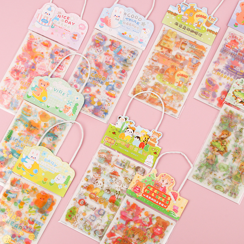 Creativo ins estilo diario pegatinas para niños PET impermeable Corazón de niña diario pegatinas estudiante taza de agua material decorativo pegatinas