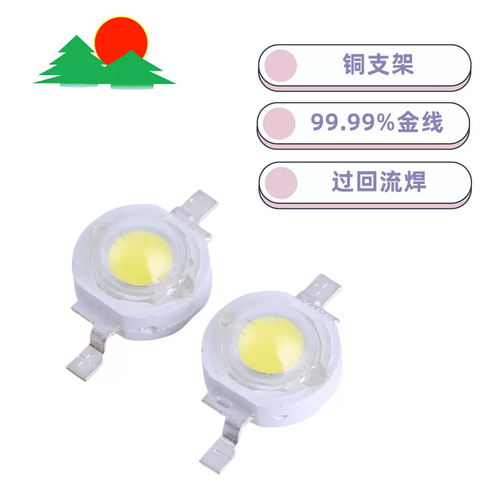 闽光耐高温1W白光高光效大功率led正品晶元芯片暖白灯珠产地货源