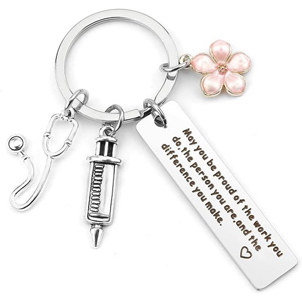 Amazon Best Selling Nurses Day Gift Stainless Steel Keychain for Nurses Graduation Gifts Nurse Practitioner Gifts