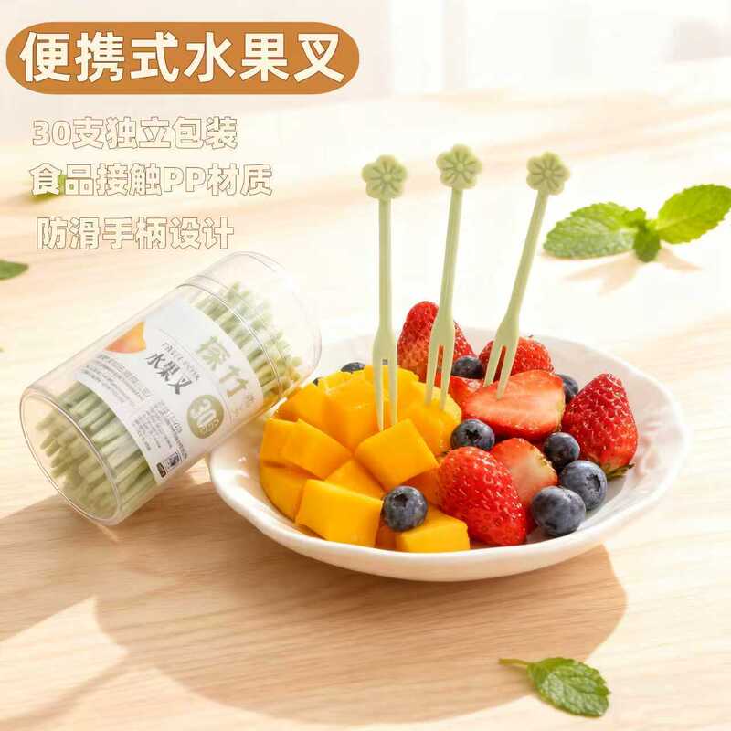Big Sale Special Price Household Restaurant Disposable Fruit Forks 30 Pieces Simple Small Fresh Canned Bagged Fruit Fork Set