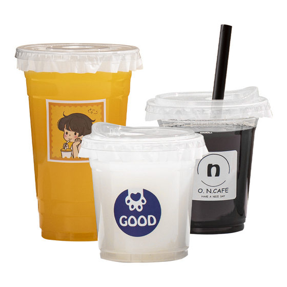 Drinks disposable packing net red doodle cup cold drink plastic cup coffee raw coconut latte milk tea pet beverage cup