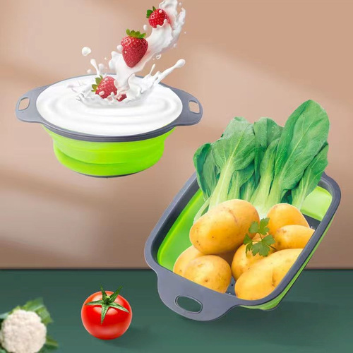 Factory-direct, foldable vegetable wash basin with draining basket, fruit tray, and extendable basket—ideal for home kitchens on Amazon.
