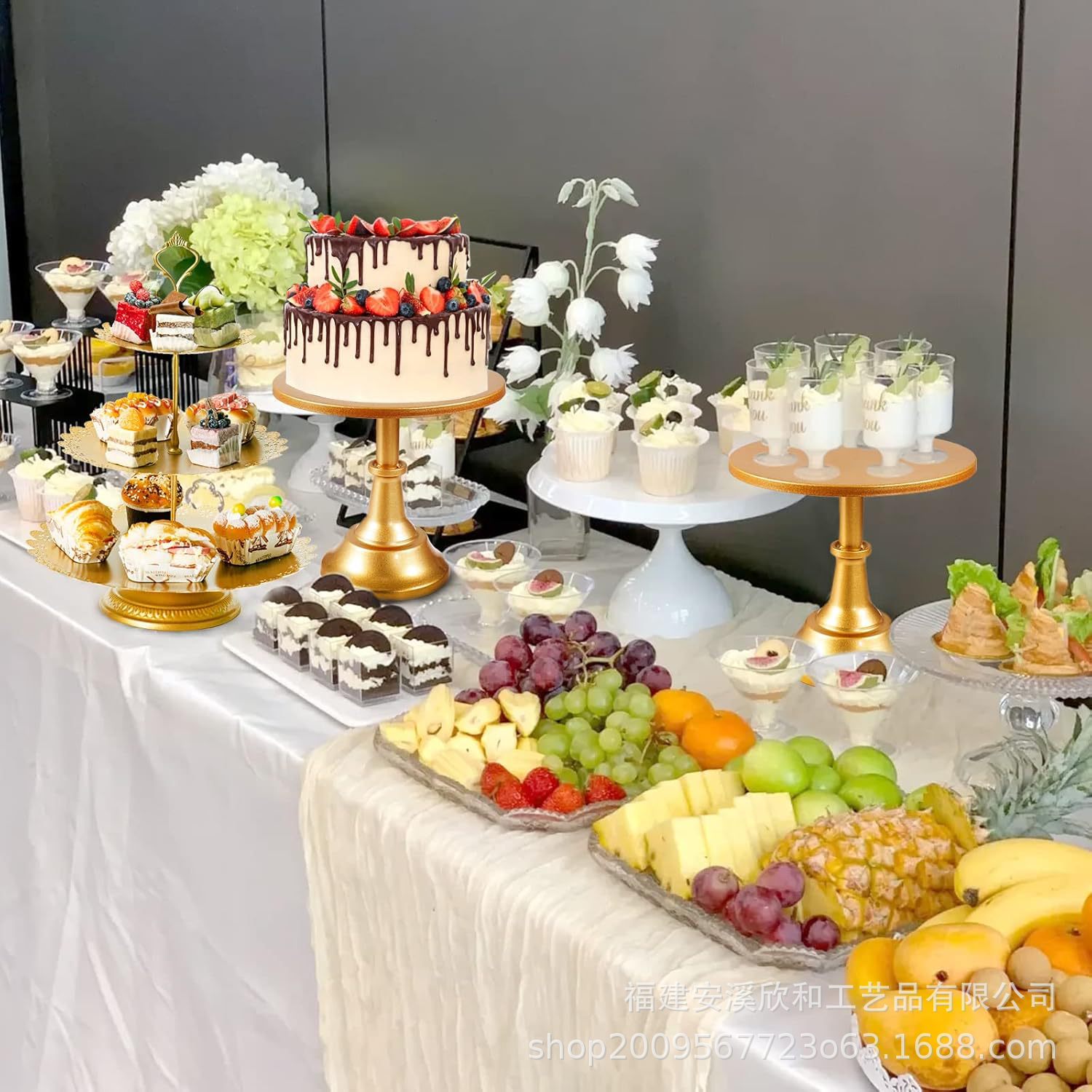 Amazon al por mayor hierro forjado pastel platos postres aperitivos altos pies dorados props de boda postres de gala estante de exhibición