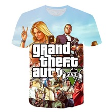 游戏GTA5 3D数码印花跨境海外速卖通电商宽松透气时尚潮流T恤男式
