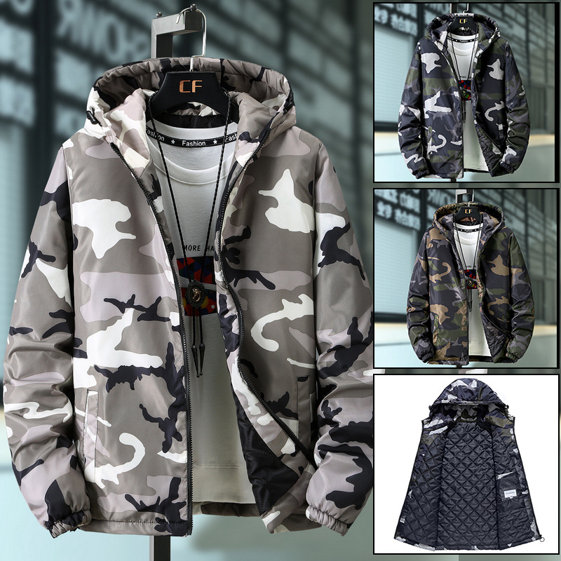 Herrenbekleidung Baumwollmantel Herbst und Winter Camouflage dicker Mantel Baumwolljacke Teenager gutaussehend trendige Mittelschüler warme Jungenjacke_voghion.com