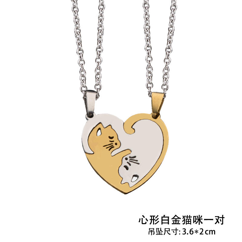 SKU-02-心形白金恋爱猫一对