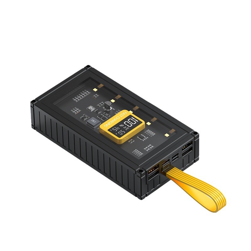 Banco de energía transparente con pantalla digital de carga rápida mecha, fuente de alimentación móvil de gran capacidad de 20.000 mAh, ancla, transmisión en vivo