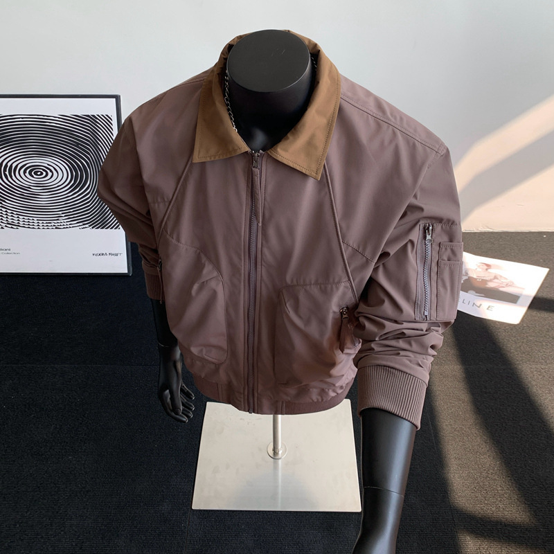 American Ma1 Bomber Jacket Men's Deconstructed Scimitar Short Work Jacket Autum Silhouette Lapel Baseball Uniform American Ma1 Bomber Jacket Men's Deconstructed Scimitar Short Work Jacket Autum Silhouette Lapel Baseball Uniform