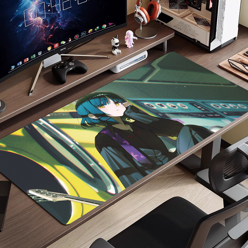 黒と白のアニメマウスパッド特大シンプルな二次元eスポーツボーイズコンピュータデスクパッド大型キーボードパッド|undefined