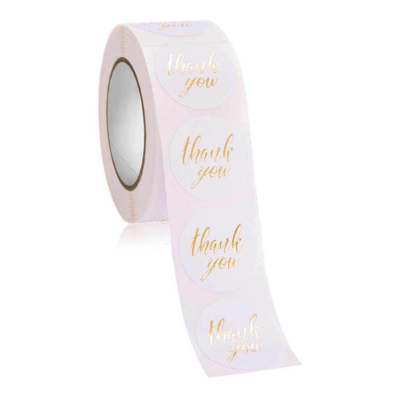 Fashion White Hot Stamping Thank You Round Sticker display picture 4