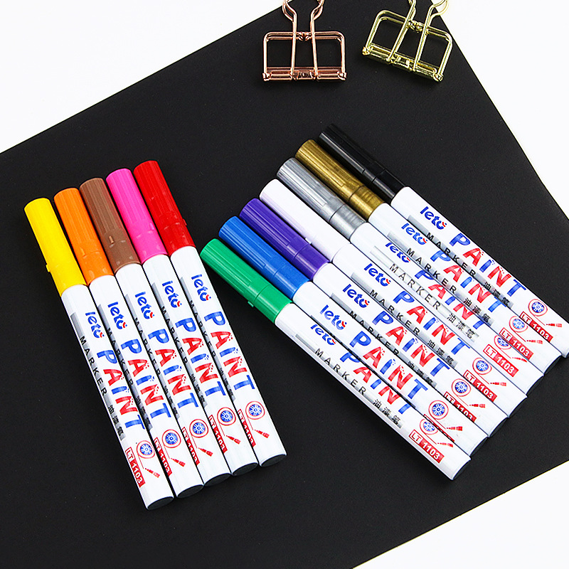 Colorful small paint pen waterproof non-fading oily marker pen rust pen graffiti painting tire glass touch-up pen