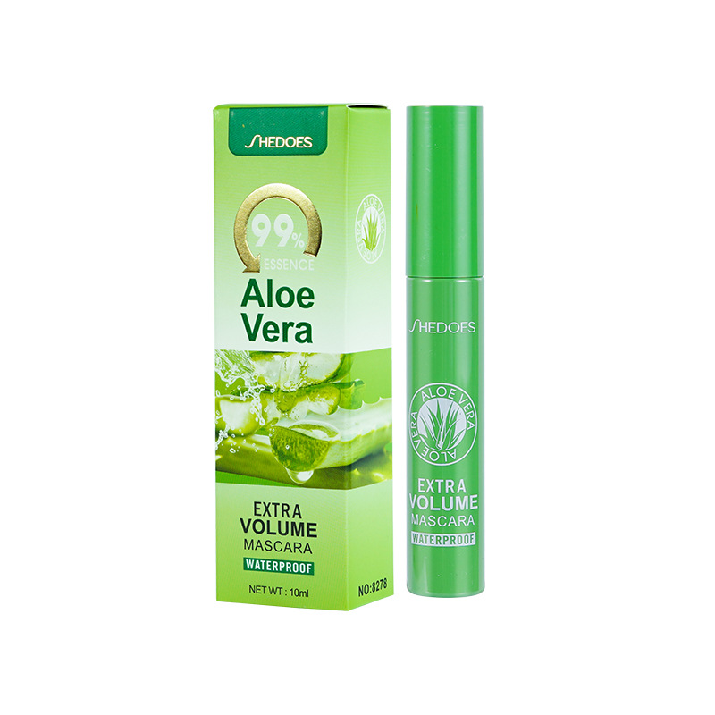 Sudeste asiático transfronterizo Shedoes Aloe Vera Essence impermeable, anti-transpiración, densa, curva, delgada y larga, mascara sin manchas.