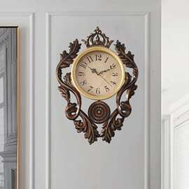 美式时尚家居挂钟挂表老式复古做旧纹路客厅卧室书房时尚挂钟挂表