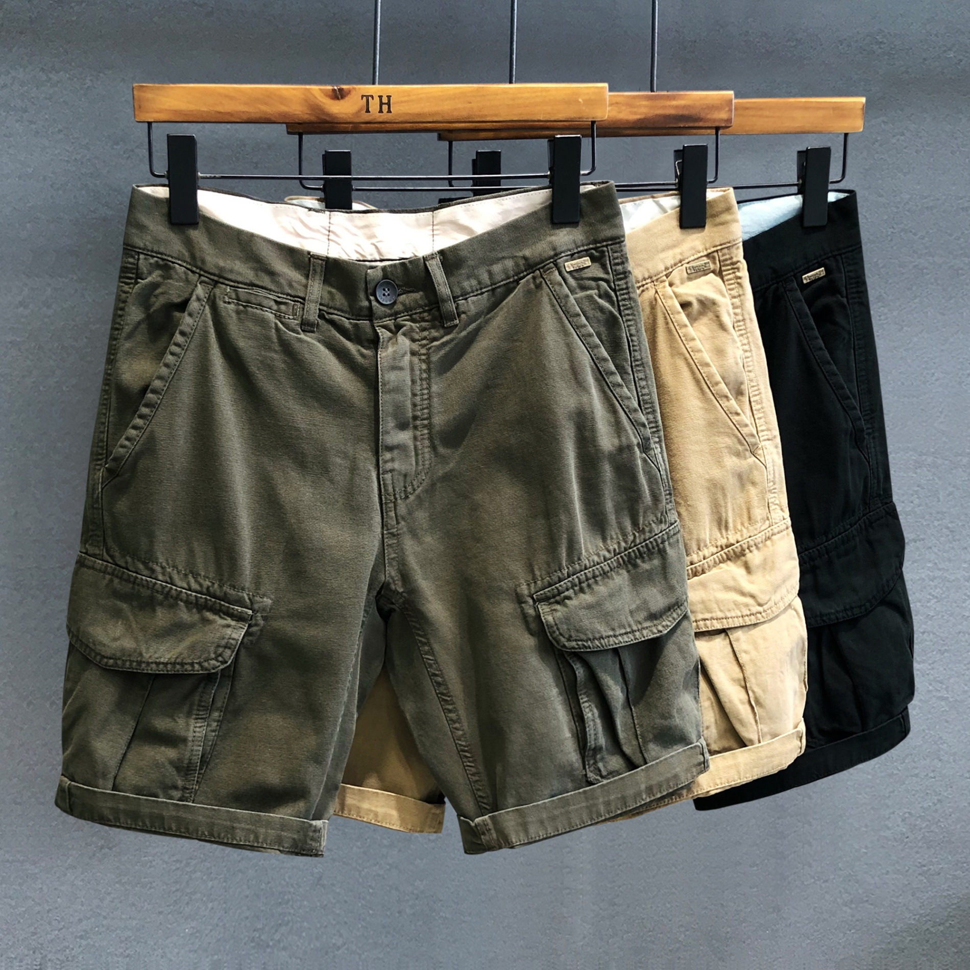 Outdoor Multi-Pocket Black Trendy Brand Cargo Shorts Men's Casual Pants Trendy Versatile Loose Straight Five-Point Pants