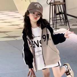 女童簿款外套春秋季2024新款儿童中大童男孩休闲运动开衫棒球服潮
