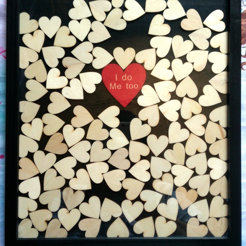 Marco de amor de inicio de sesión de boda/regalo creativo/evento de cumpleaños inicio de sesión corazón de melocotón hoja de madera marco de fotos negro caja de regalo festivo