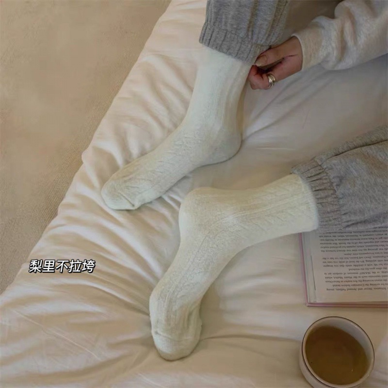 Autumn and winter warm plus velvet thickened socks for women mink velvet ins floor socks candy-colored sleep socks mid-calf socks solid color